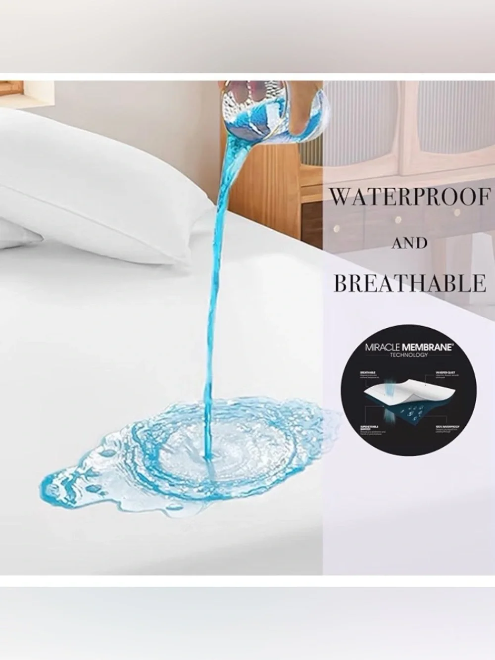 Protect-A-Bed Cloud Extra-Soft Tencel Waterproof Mattress Protector, Queen,NEW